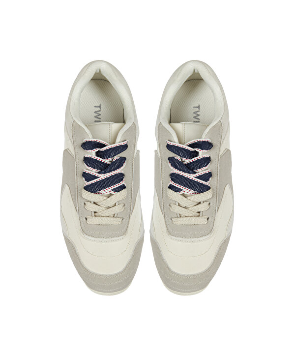 ÇİFT BAĞCIKLI COLORBLOCK SNEAKER-TS1260062004096-Kırık Beyaz-Sneaker