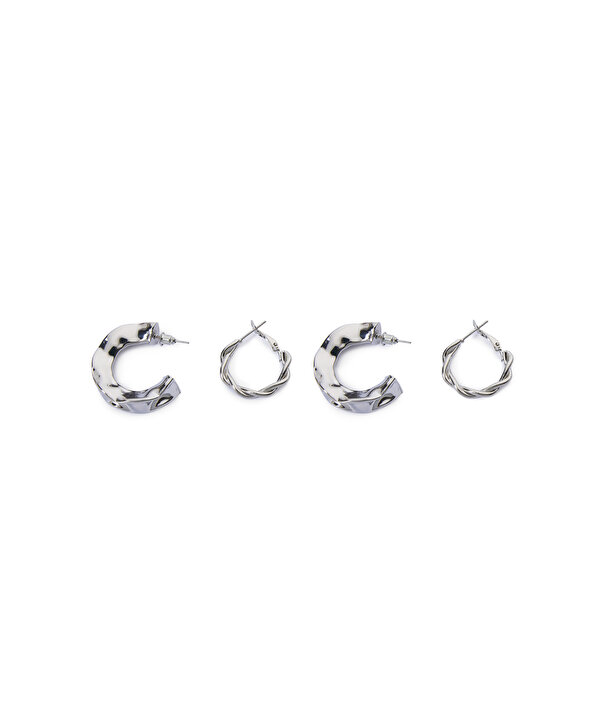 DOKULU HALKA KÜPE SETİ-TS1260068064122-Gümüş-Küpe