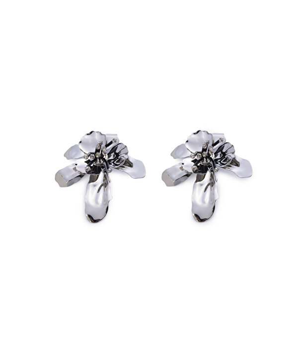 STRASS TAŞLI MAKSİ ÇİÇEK KÜPE-TS1260068067122-Gümüş-Küpe