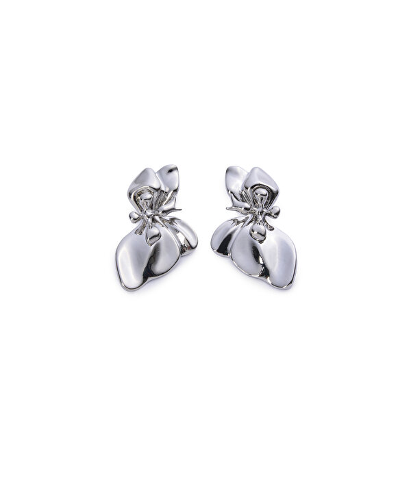 METAL ÇİÇEK KÜPE-TS1260068070122-Gümüş-Küpe