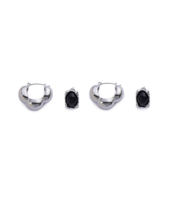REÇİNELİ VE DOKULU KÜPE SETİ-TS1260068072122-Gümüş-Küpe