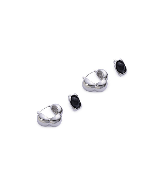 REÇİNELİ VE DOKULU KÜPE SETİ-TS1260068072122-Gümüş-Küpe