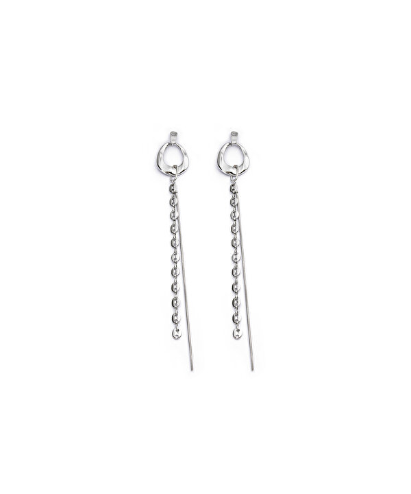SALLANTILI ZİNCİRLİ METAL KÜPE-TS1260068168122-Gümüş-Küpe