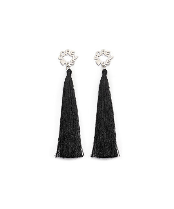 SALLANTILI SLOGANLI KÜPE-TS1260068171122-Gümüş-Küpe