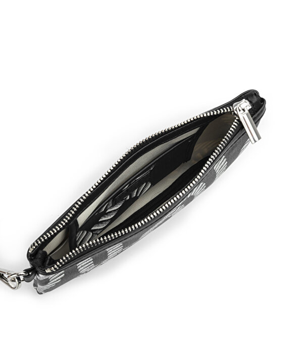 ÇIKARILABİLİR EL SAPLI DESENLİ CLUTCH-TS1260121005001-Siyah-Clutch
