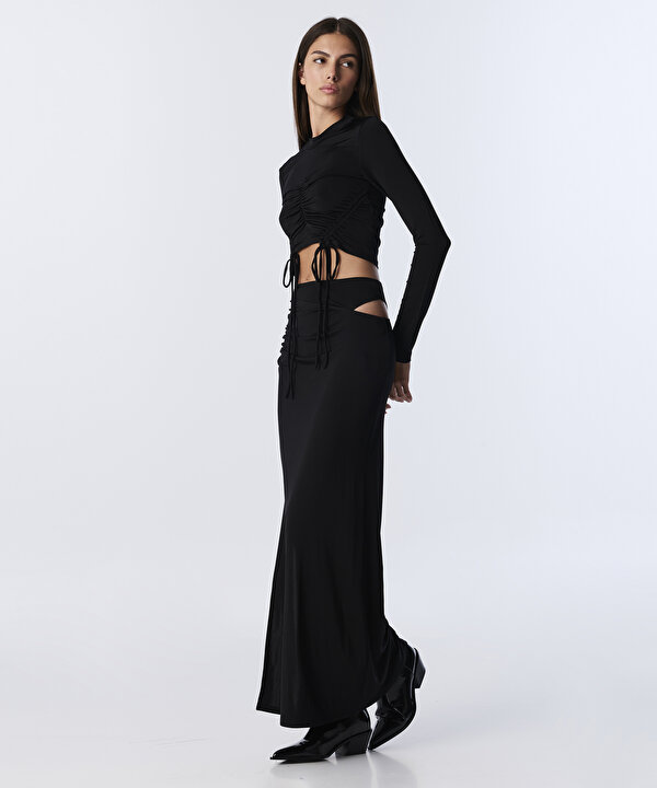 CUTOUT MAKSİ ETEK-TW6250004164001-Siyah-Etek