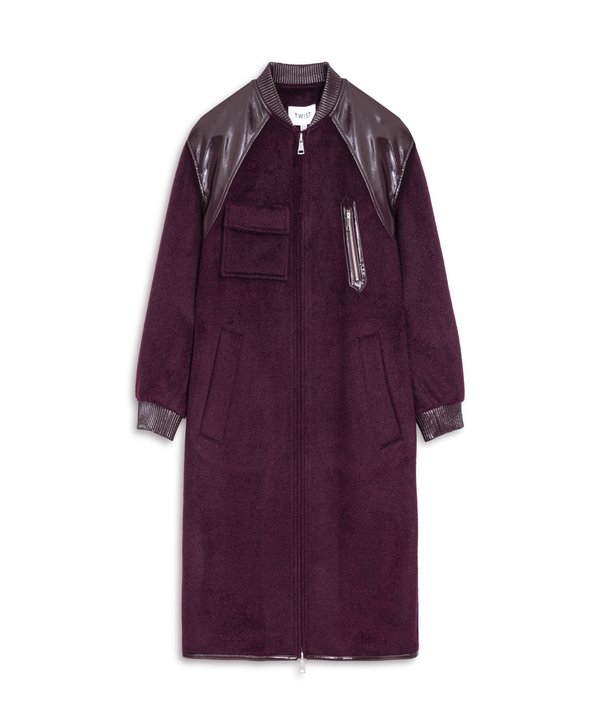 ASİMETRİK CEPLİ KUMAŞ MIX KABAN-TW6250008054035-Bordo-Kaban
