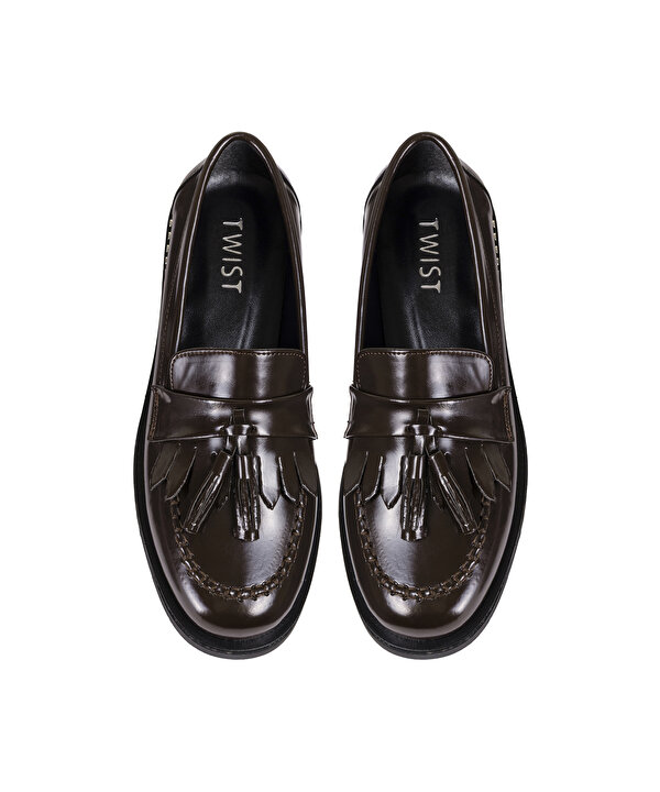 PÜSKÜLLÜ LOAFER -TW6250030017006-Koyu Kahverengi-Düz Ayakkabı