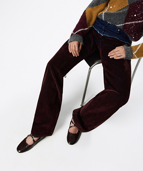 ÇAPRAZ BANTLI BABET-TW6250030032035-Bordo-Düz Ayakkabı