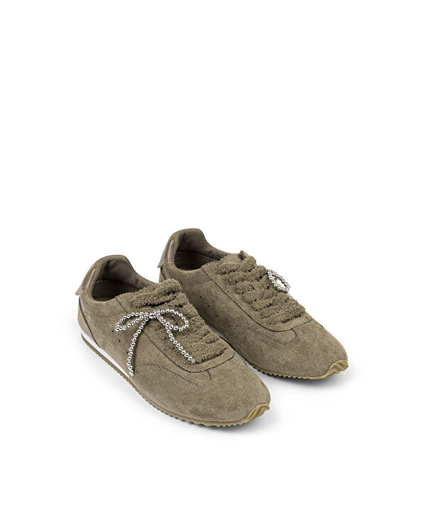 KONTRAST FİYONK AKSESUARLI SNEAKER-TW6250062007074-Kahverengi-Sneaker