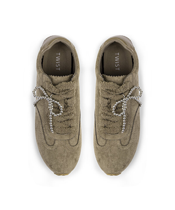 KONTRAST FİYONK AKSESUARLI SNEAKER-TW6250062007074-Kahverengi-Sneaker