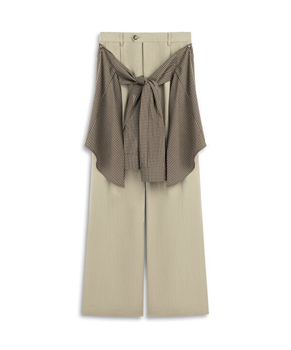 ÇİFT PARÇA GÖRÜNÜM PANTOLON-TW6260003140030-Taş-Pantolon
