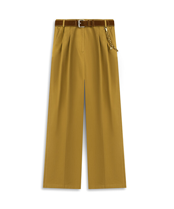 KEMERLİ MOM FİT PANTOLON-TW6260003148053-Tütün-Pantolon