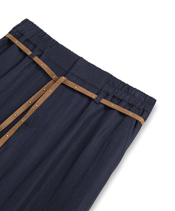 KONTRAST KUŞAKLI PANTOLON-TW6260003150015-Lacivert-Pantolon