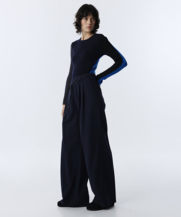 KORDONLU WIDE LEG PANTOLON-TW6260003162015-Lacivert-Pantolon