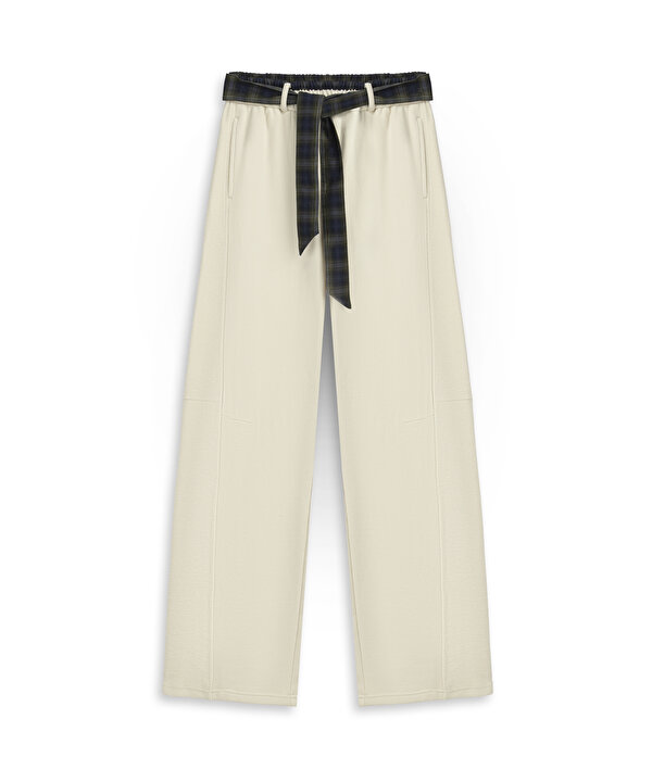 KUŞAKLI EŞOFMAN ALTI-TW6260003170018-Ekru-Pantolon