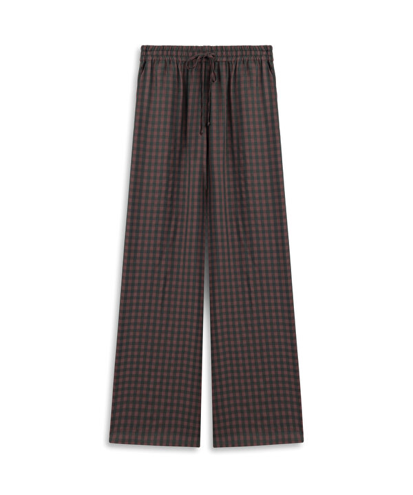 PÖTİKARE DESEN WIDE LEG PANTOLON-TW6260003176008-Mürdüm-Pantolon