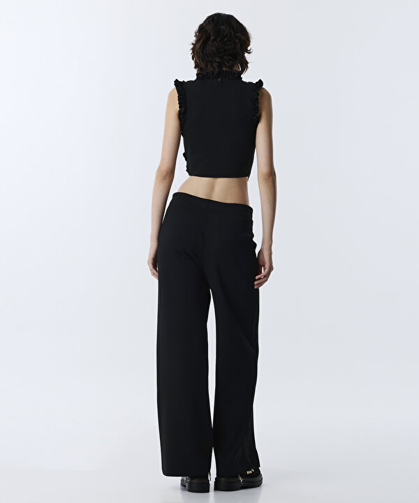 ELASTİK BEL WIDE LEG PANTOLON-TW6260003185001-Siyah-Pantolon