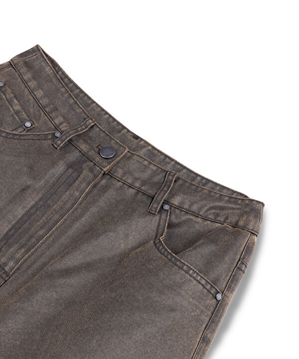 YIKAMALI BARREL FİT PANTOLON-TW6260003231074-Kahverengi-Pantolon