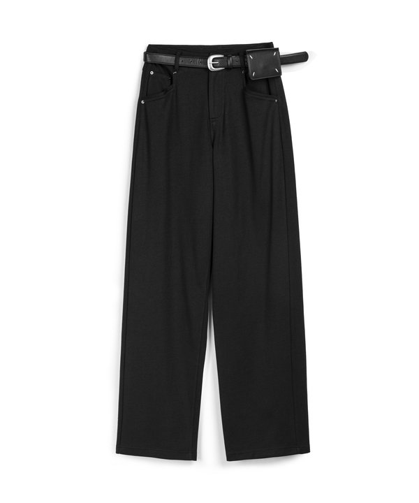 KEMERLİ WIDE LEG PANTOLON-TW6260003252001-Siyah-Pantolon
