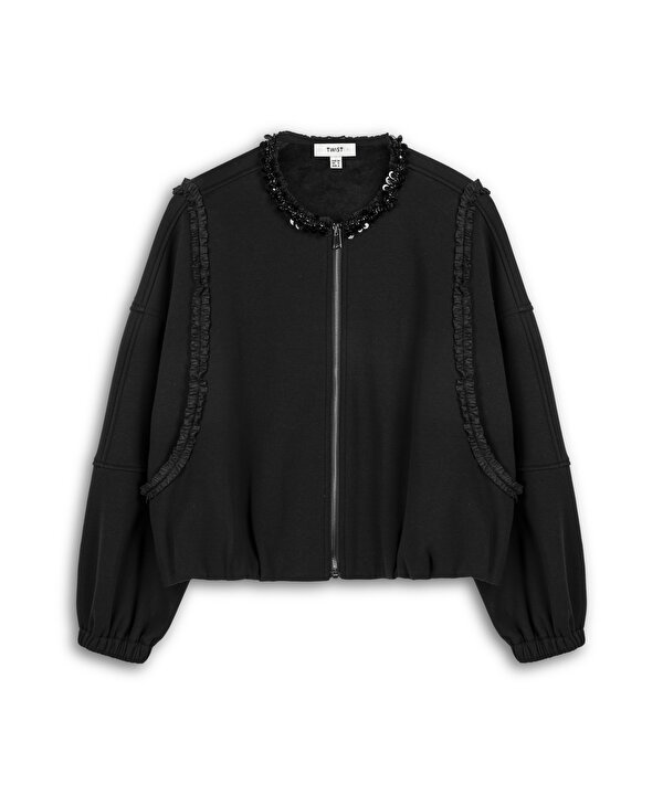 PAYETLİ BOMBER CEKET -TW6260005123001-Siyah-Ceket