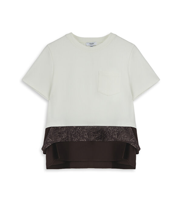 KATMANLI DESEN MIX BLUZ-TW6260006124143-Açık Taş-Bluz
