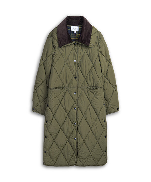 ÇİFT YAKALI KAPİTONE PUFFER MONT-TW6260012302022-Haki-Mont