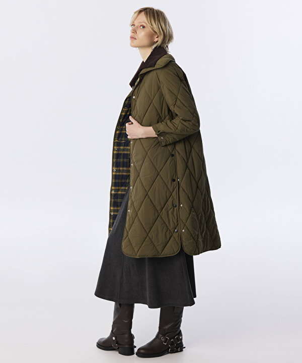 ÇİFT YAKALI KAPİTONE PUFFER MONT-TW6260012302022-Haki-Mont