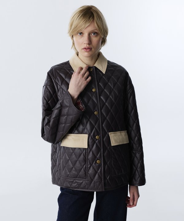 KONTRAST YAKA KAPİTONE MONT-TW6260012372008-Mürdüm-Mont