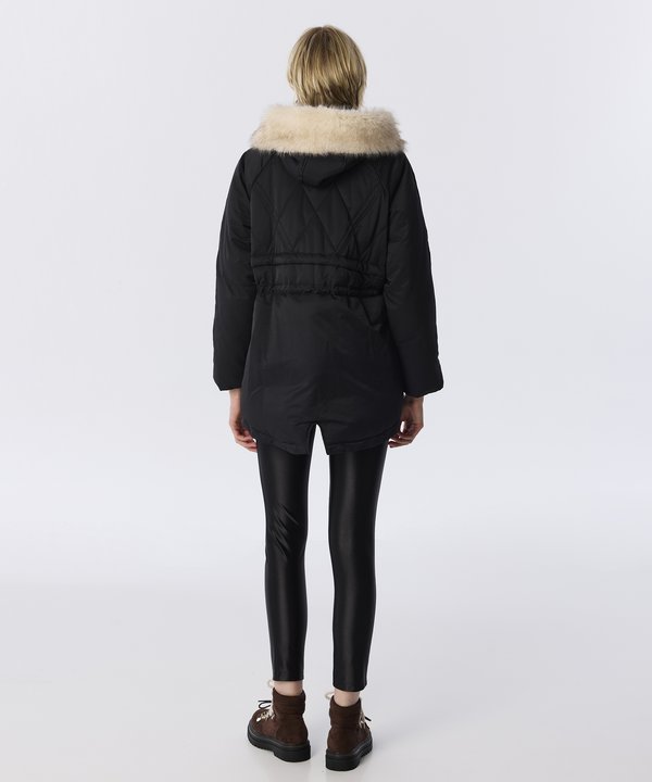 ÇIKARILABİLİR YAKALI PUFFER MONT-TW6260012422001-Siyah-Mont