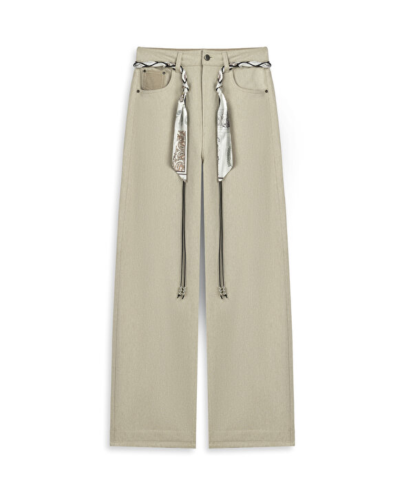 KUŞAKLI BARREL FİT JEAN PANTOLON-TW6260018007143-Açık Taş-Jean Pantolon