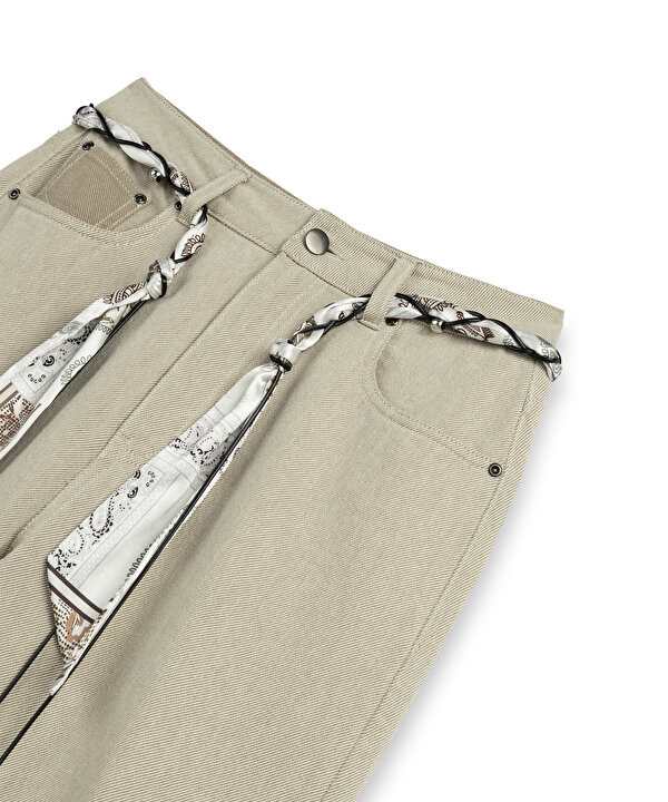 KUŞAKLI BARREL FİT JEAN PANTOLON-TW6260018007143-Açık Taş-Jean Pantolon