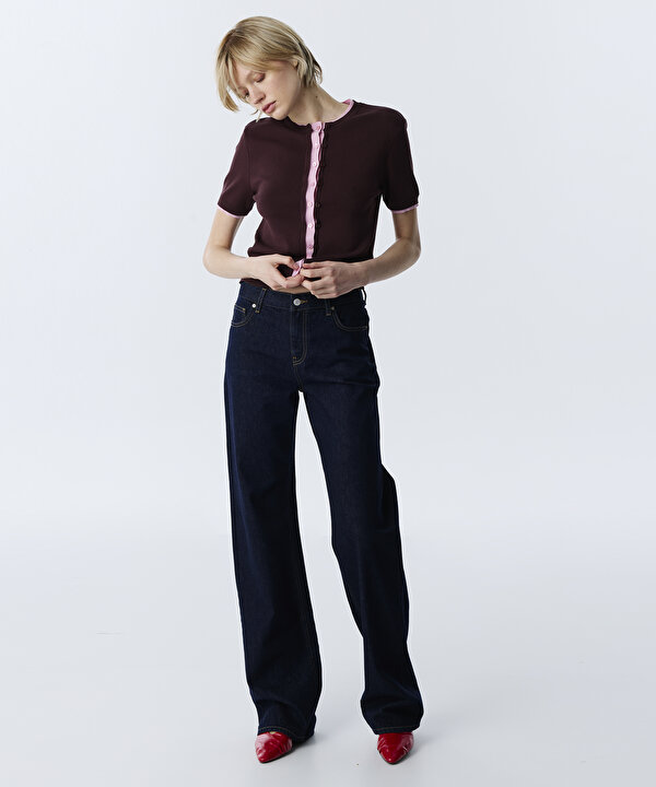 WIDE LEG JEAN PANTOLON-TW6260018017015-Lacivert-Jean Pantolon