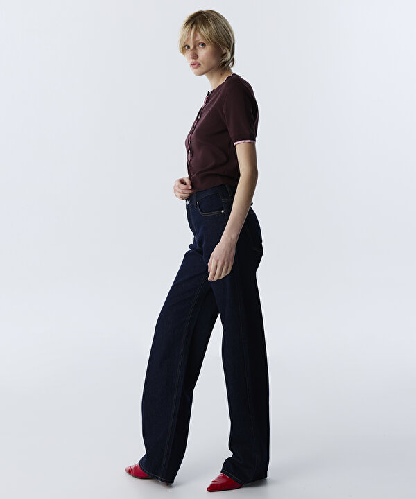 WIDE LEG JEAN PANTOLON-TW6260018017015-Lacivert-Jean Pantolon
