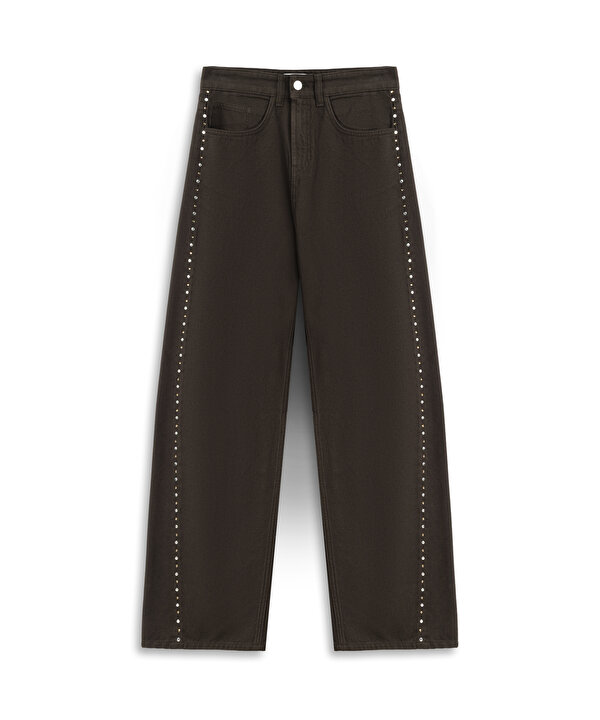 TROK BASKILI JEAN PANTOLON-TW6260018025074-Kahverengi-Jean Pantolon