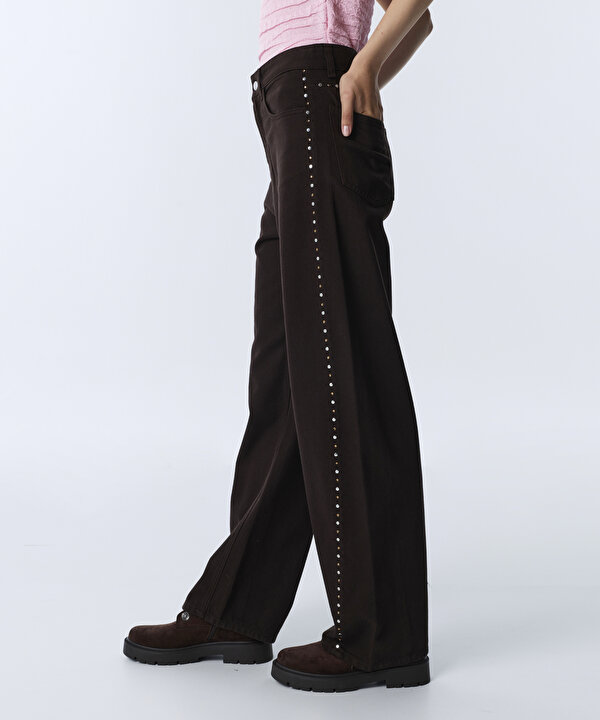 TROK BASKILI JEAN PANTOLON-TW6260018025074-Kahverengi-Jean Pantolon