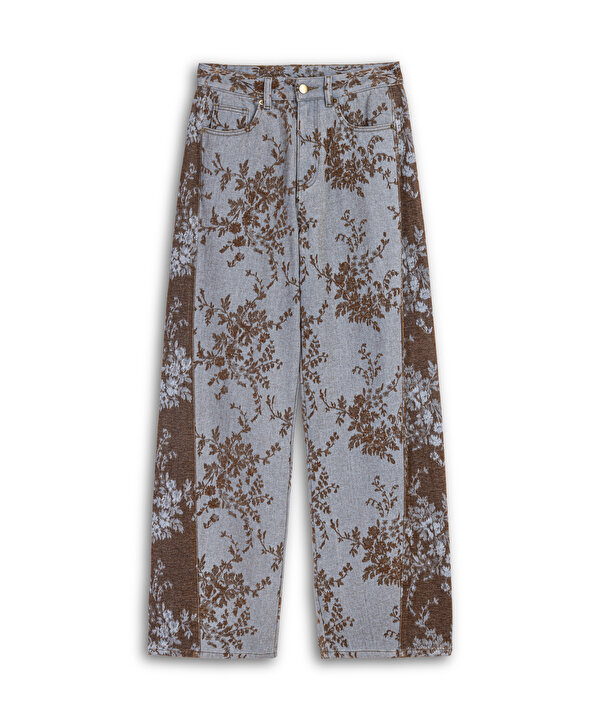 KADİFE JAKARLI JEAN PANTOLON-TW6260018042CC2-Açık İndigo-Jean Pantolon