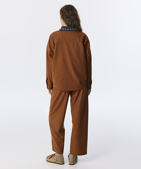 KONTRAST TRİKO YAKA GÖMLEK-TW6260025186021-Taba-GOMLEK