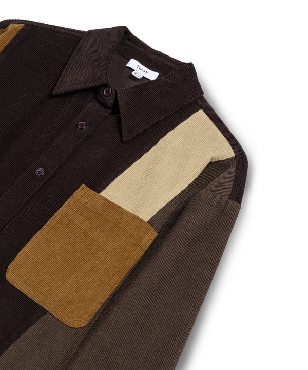 COLORBLOCK KADİFE GÖMLEK-TW6260025228074-Kahverengi-GOMLEK