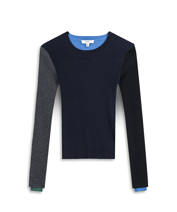 COLORBLOCK TRİKO-TW6260050172015-Lacivert-Triko