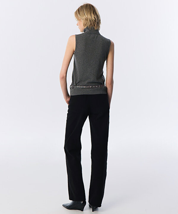 KEMERLİ BALIKÇI YAKA SÜVETER-TW6260050201036-Antrasit-Triko