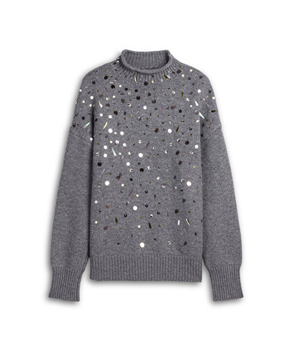 KARMA PAYETLİ OVERSIZE KAZAK-TW6260050219036-Antrasit-Triko