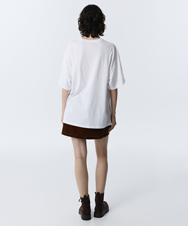 BASKILI OVERSIZE TİŞÖRT-TW6260070153018-Ekru-Tişört