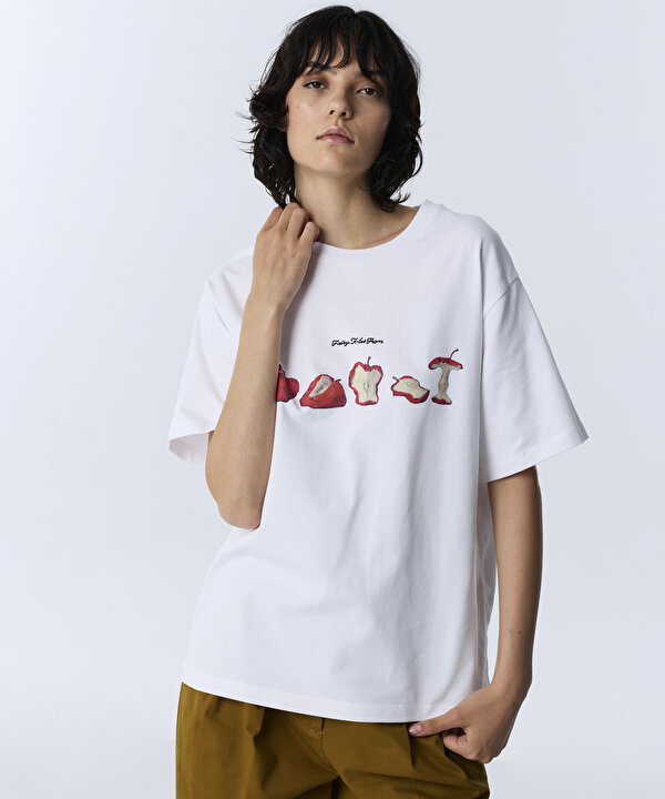 SLOGAN VE GÖRSEL BASKILI TİŞÖRT-TW6260070159018-Ekru-Tişört
