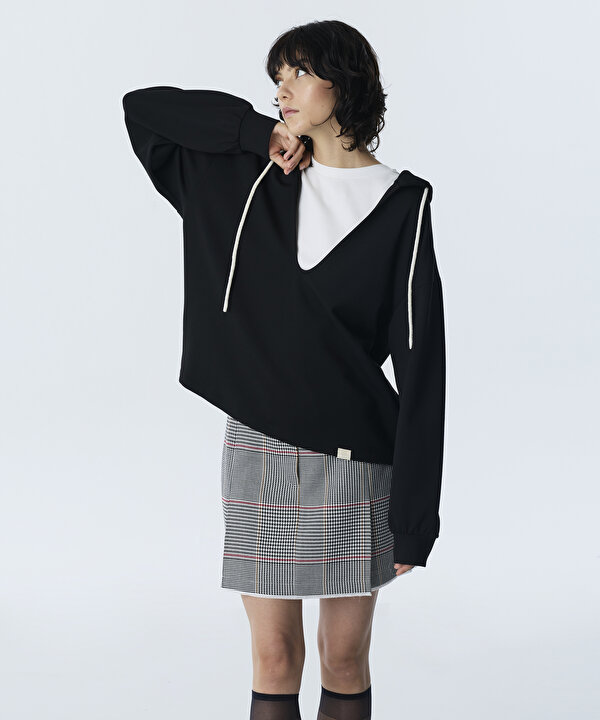 KAPÜŞONLU ÇİFT PARÇA SWEATSHIRT-TW6260091106001-Siyah-SWEATSHIRT