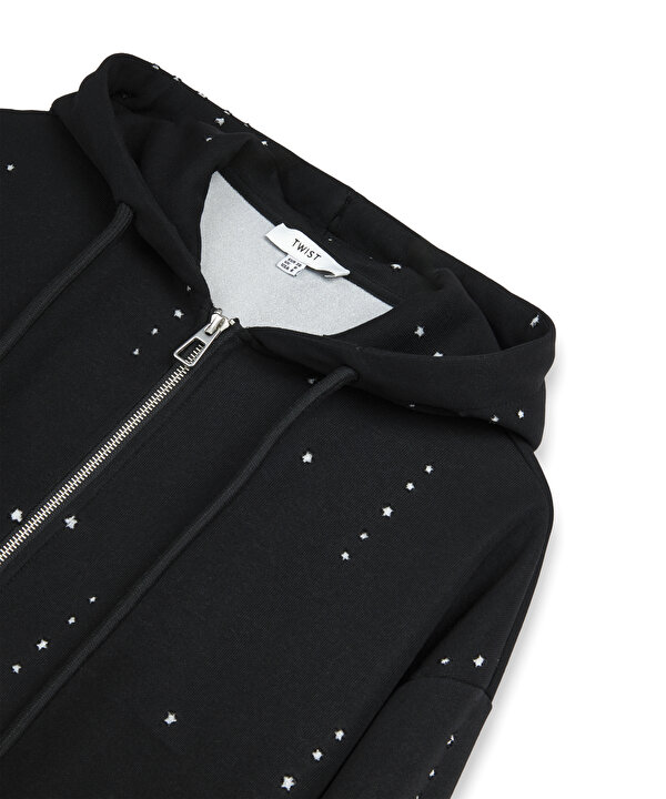 PARLAK İPLİKLİ SWEATSHIRT-TW6260091114001-Siyah-SWEATSHIRT