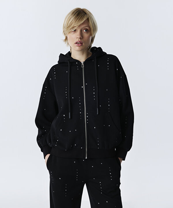 PARLAK İPLİKLİ SWEATSHIRT-TW6260091114001-Siyah-SWEATSHIRT