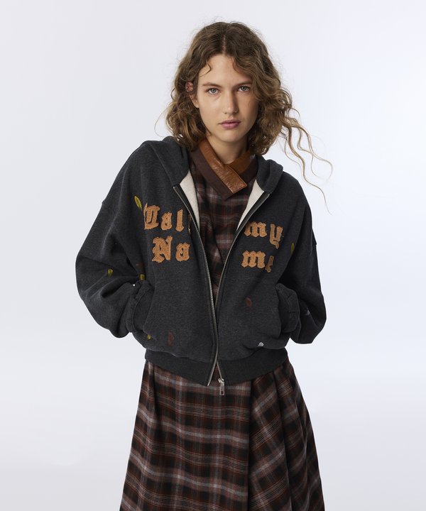 KADİFE SLOGAN PATCH Lİ SWEATSHIRT-TW6260091132126-Gri-SWEATSHIRT