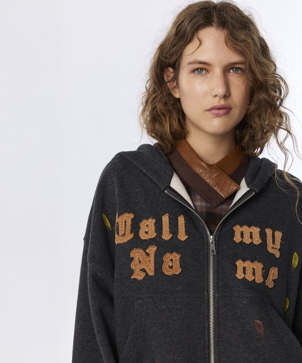 KADİFE SLOGAN PATCH Lİ SWEATSHIRT-TW6260091132126-Gri-SWEATSHIRT