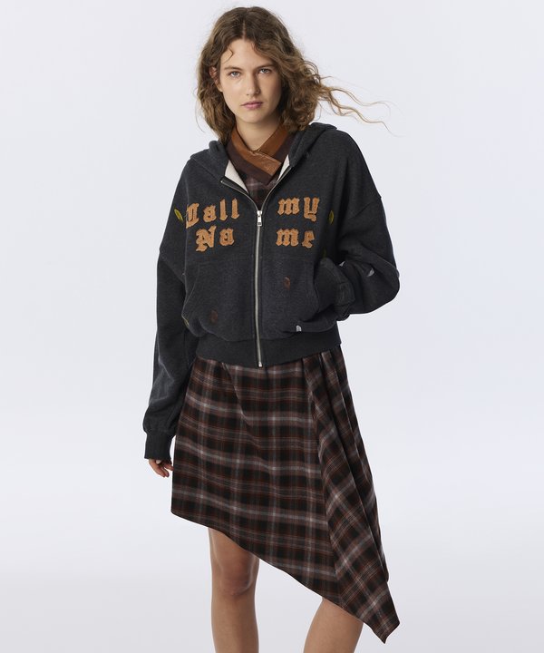 KADİFE SLOGAN PATCH Lİ SWEATSHIRT-TW6260091132126-Gri-SWEATSHIRT